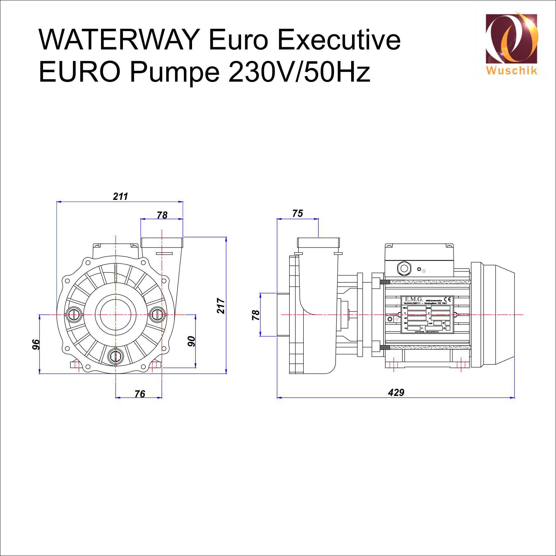 Abmessungen-Executive-4-HP-Waterway-Euro-Whirlpoolpumpe-Jacuzzi-Hottub-Spa-Pump-Sizes