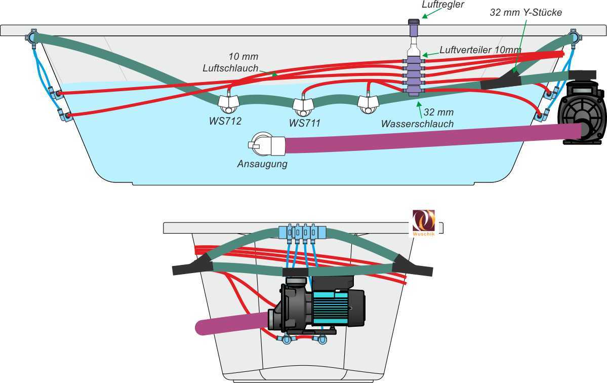 Whirlpool-bathtub-system-WS711-Backjet-Rueckendusen-Seitenduesen-Bausatz-Pumpe